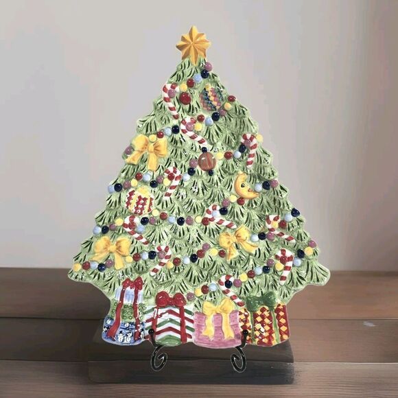Vtg Christopher Radko Holiday Celebrations Tree Cookie Platter Christmas - Picture 1 of 5